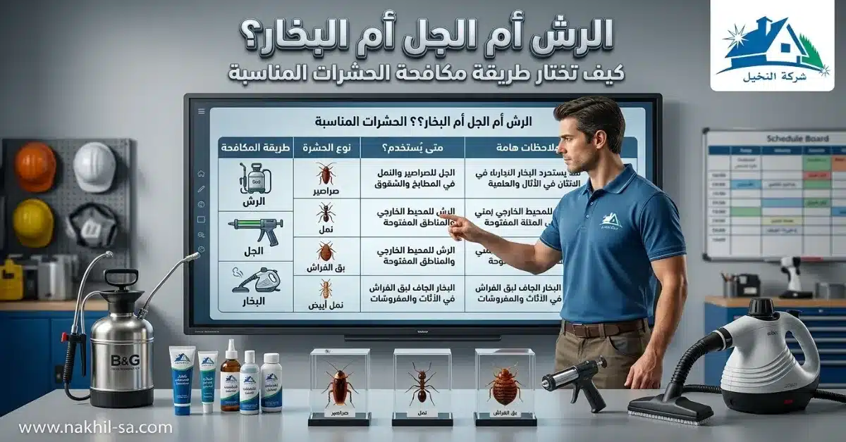 الفرق بين رش المبيدات والجل والبخار