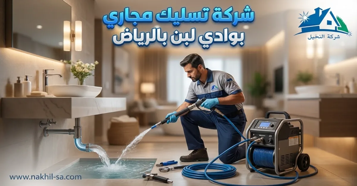 تنظيف مكان العمل مع أدوات السلامة بعد تسليك الصرف