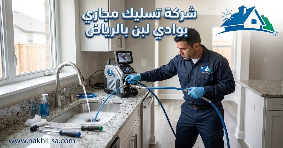 فني يفحص صرف حوض مطبخ قبل التسليك